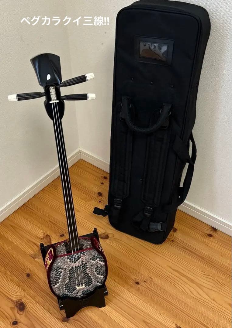 【超美品】ペグカラクイ三線　人工皮