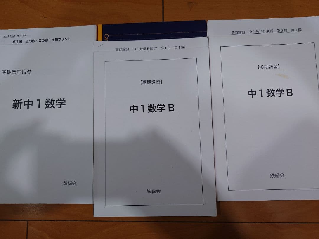 2022年度　鉄緑会中1数学　春期、夏期、冬期講習プリント類フルセット　ノート付 2022年度 鉄緑会中1数学 春期、夏期、冬期講習プリント類フルセット