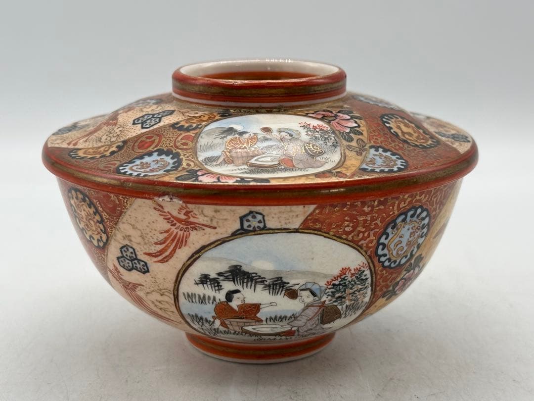 明治　極上　九谷　蓋茶碗②　九谷谷口造　送料込み250130