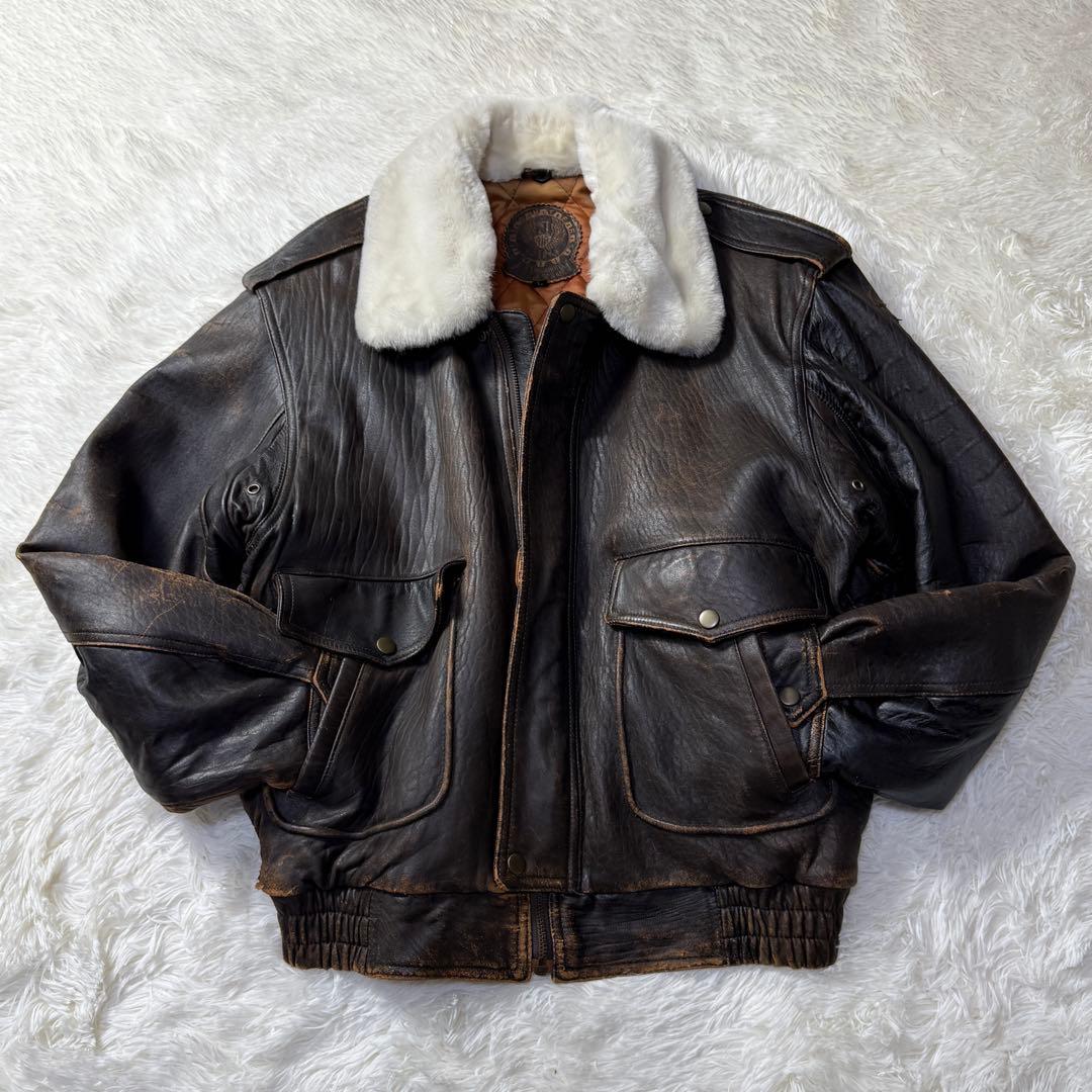 90s vintage G-1 フライトレザージャケット L 襟ボア・中綿入り！