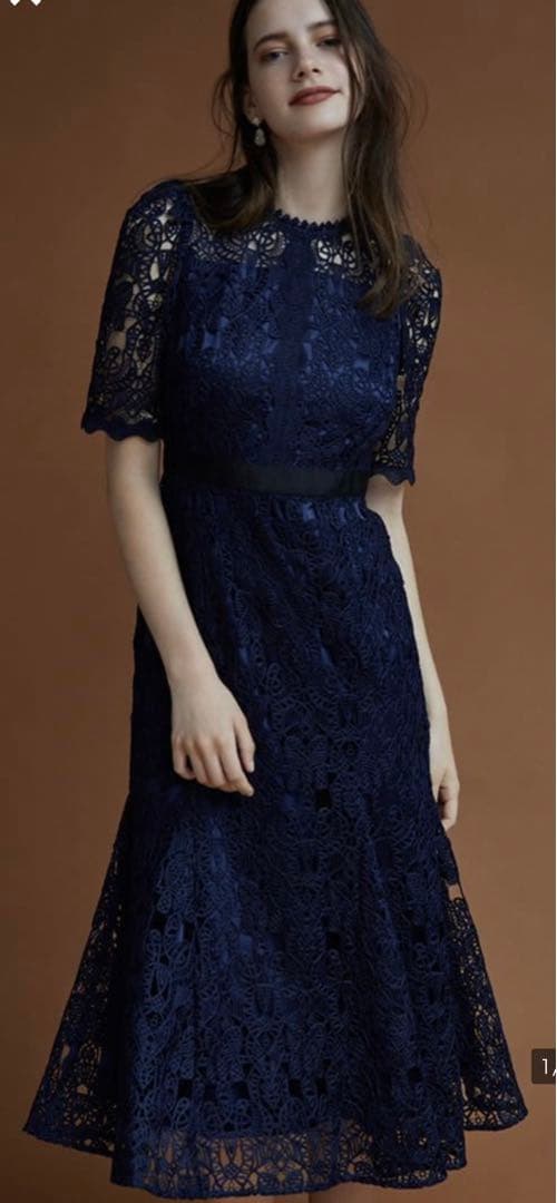 ☆美品☆佳子さまご着用 セルフォード レースワンピース☆紺 サイズ36