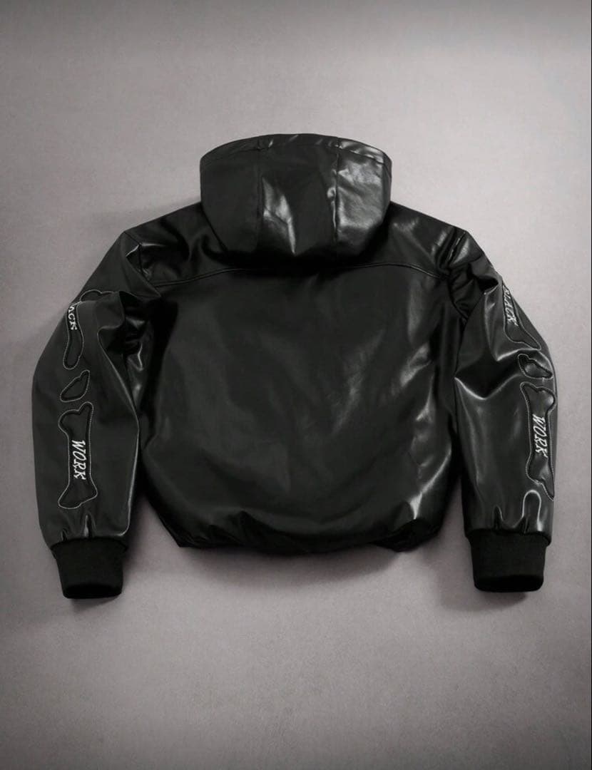 90s archive 黒 レザージャケット y2k opium 骨デザイン - メルカリ