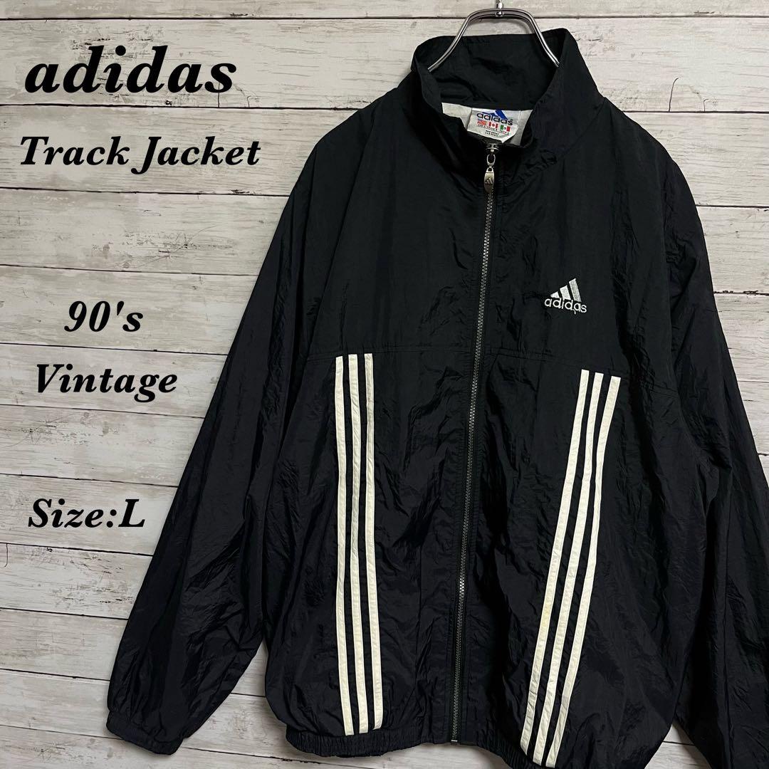 205古着90年代adidasアディダスナイロンジャケット刺繍ロゴ短丈好