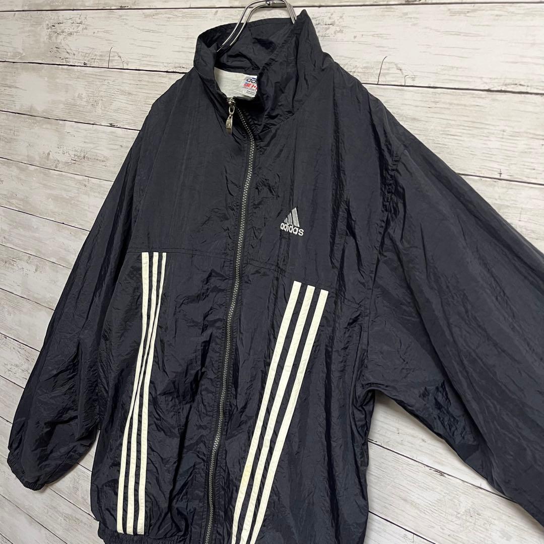 205古着90年代adidasアディダスナイロンジャケット刺繍ロゴ短丈好