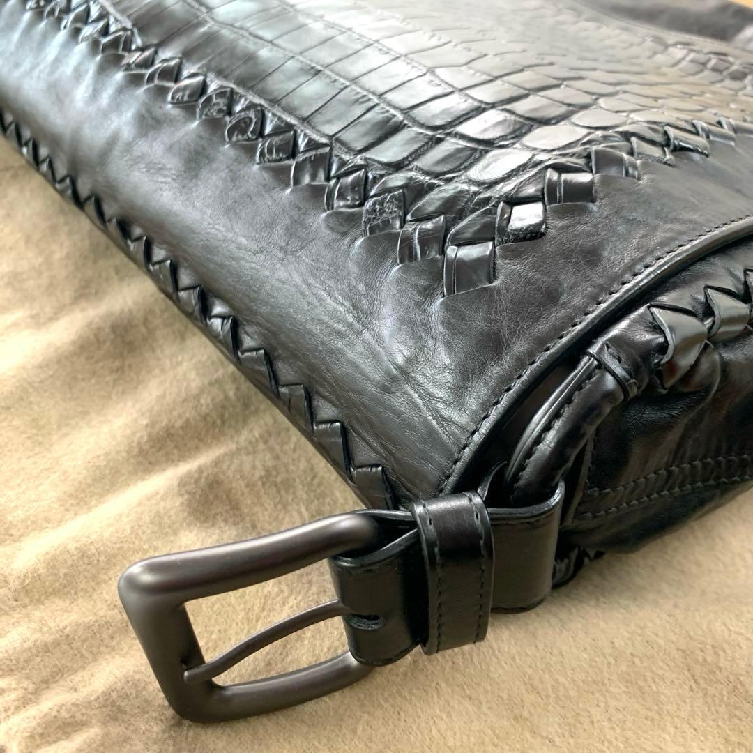 新品160万 ボッテガ イントレ クロコダイル メッセンジャー ショルダー