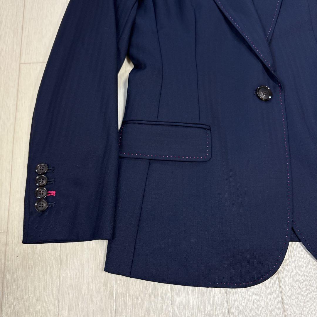 極美品 21AW アキコオガワ 高級 ウール ストライプ パンツスーツ 38