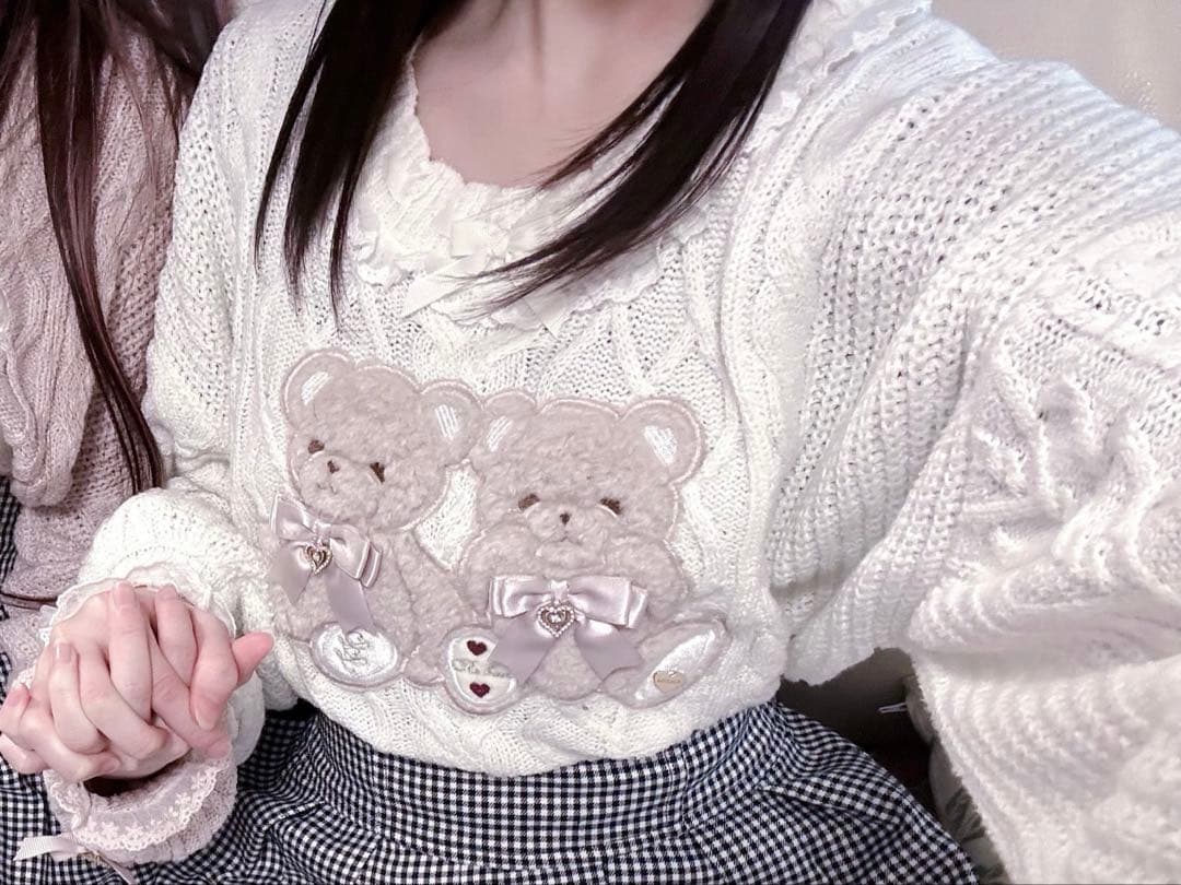 リズリサ Twin Bearsニットトップス