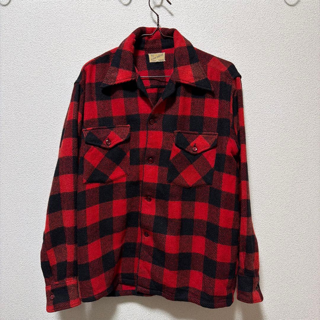 50s ボードシャツ 赤黒バッファローチェック