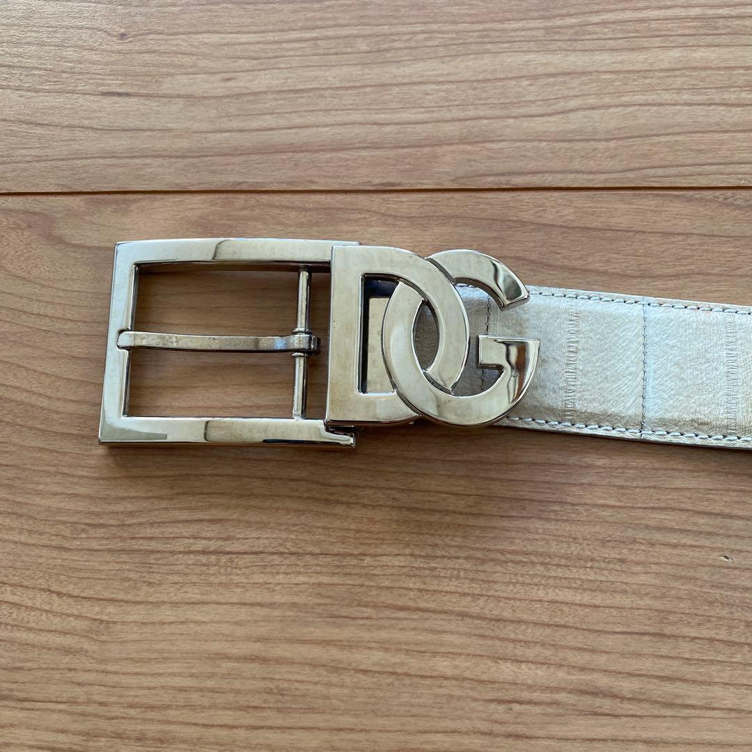 D&G アイボリー レザー ベルト95cm