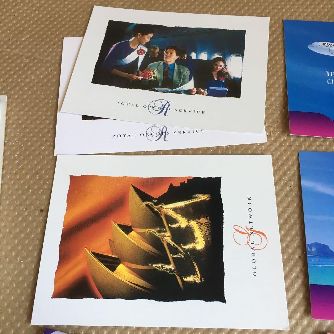 0674 タイ国際航空 絵葉書、ボールペン ほか 破産申請、運航継続中