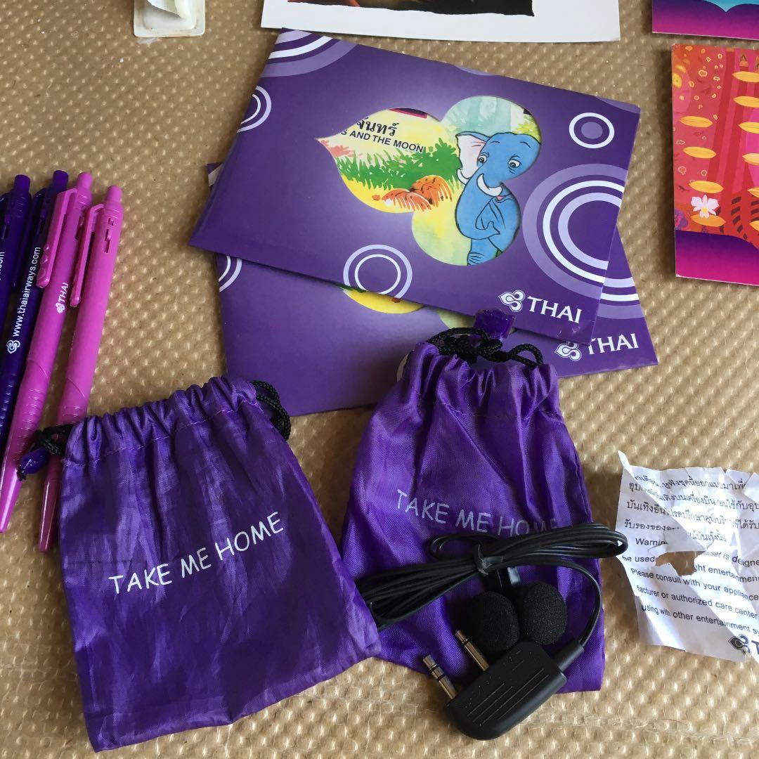 0674 タイ国際航空 絵葉書、ボールペン ほか 破産申請、運航継続中