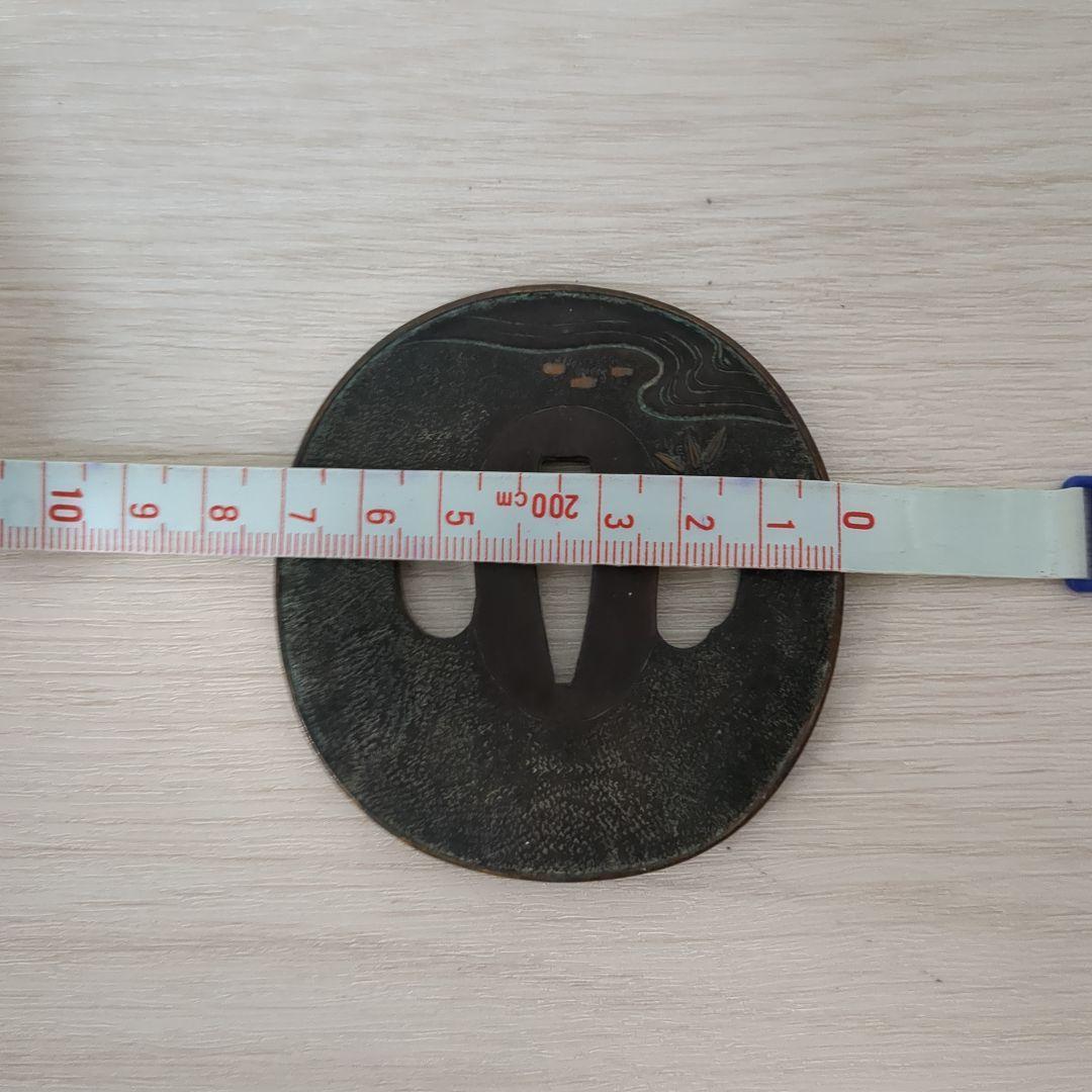 日本刀 鍔 つば 金象嵌 鶴 刀装具 武具 風景画