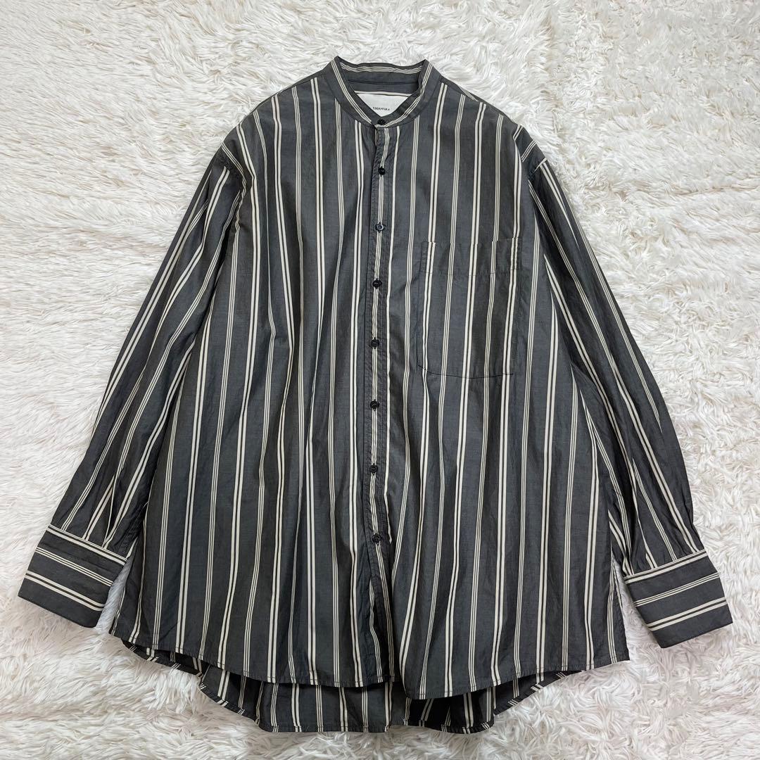 todayful ストライプオーバーシャツ チャコールグレー