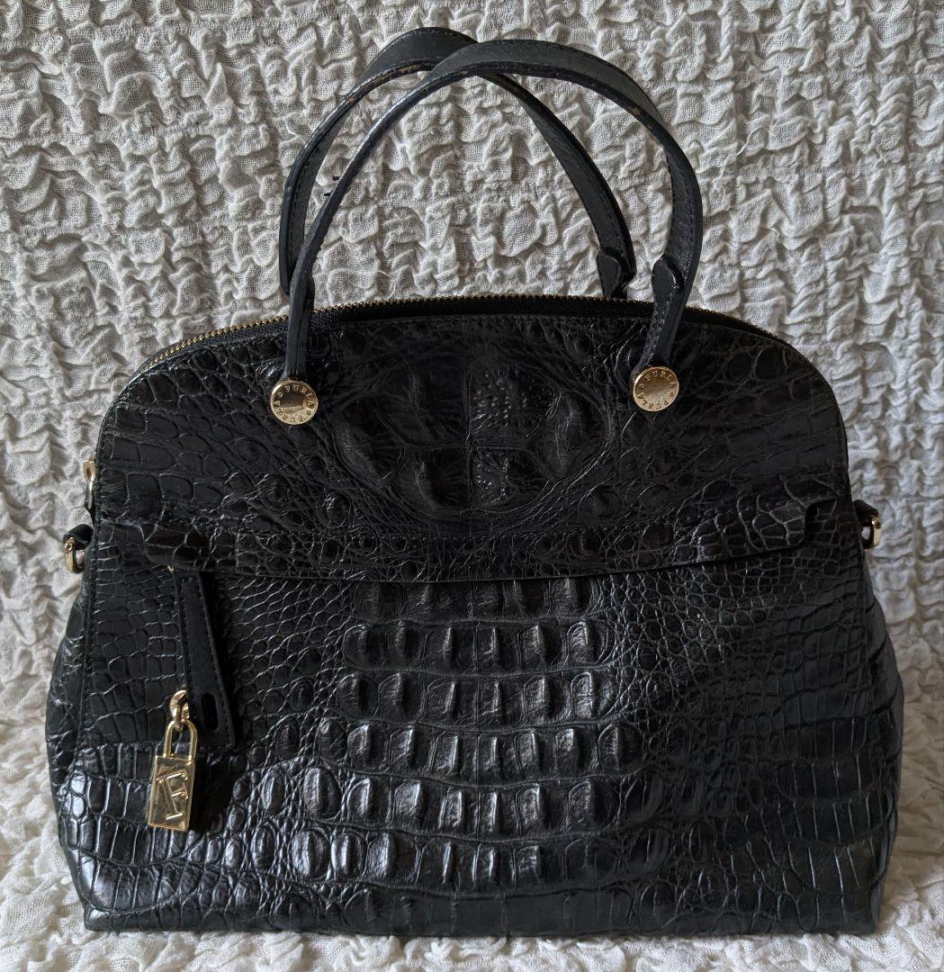 FURLA フルラ●パイパー ハンドバッグ 2way レザー クロコ型 黒●美品