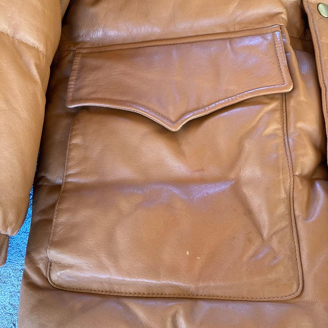 美品 FREEDOM フリーダム レザーダウンジャケット ブラウン 42 XL