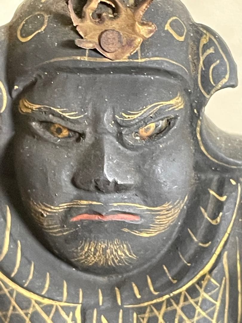 ☆極上時代彫り☆妙見菩薩/木彫/木造/金泥/玉眼/仏像/置物/武士/仏教