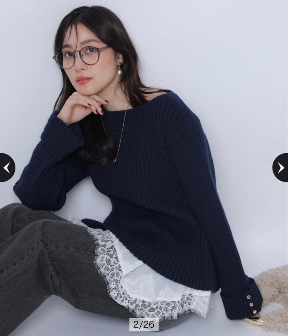 【apuweise-riche】レースヘムキャミセットニットチュニック