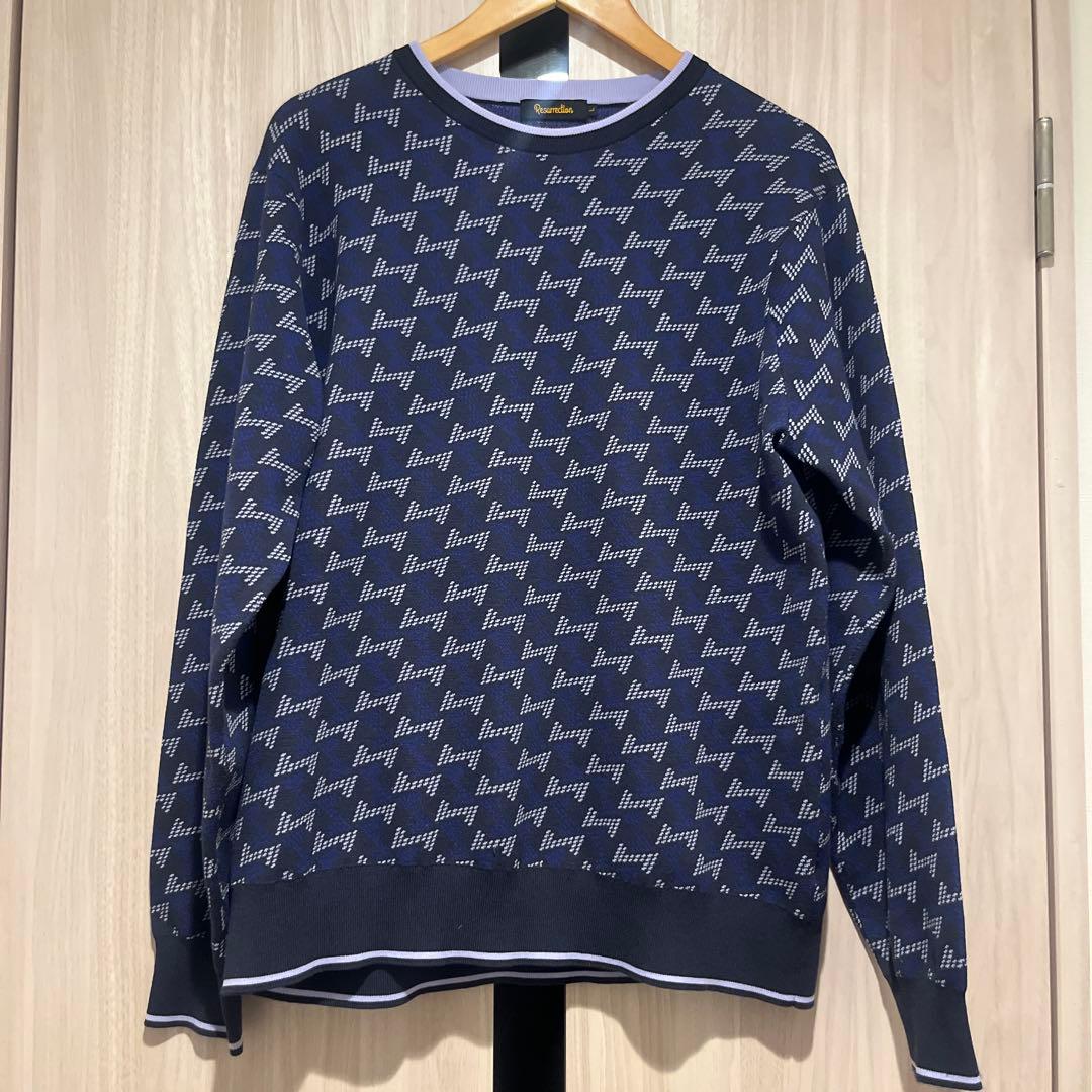 Resurrection ネイビー ロゴセーター　L UNISEX ウェーブロゴニット – BUNNY APARTMENT