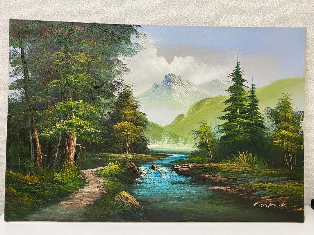 3-3302 風景画 油絵 絵画 油彩画 肉筆 美術 アンティーク　額縁無　油彩