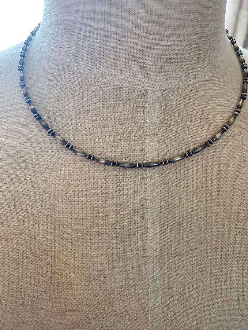 ナバホ ビーズ パール シルバー silver 925 ネックレス 燻銀 50 - メルカリ