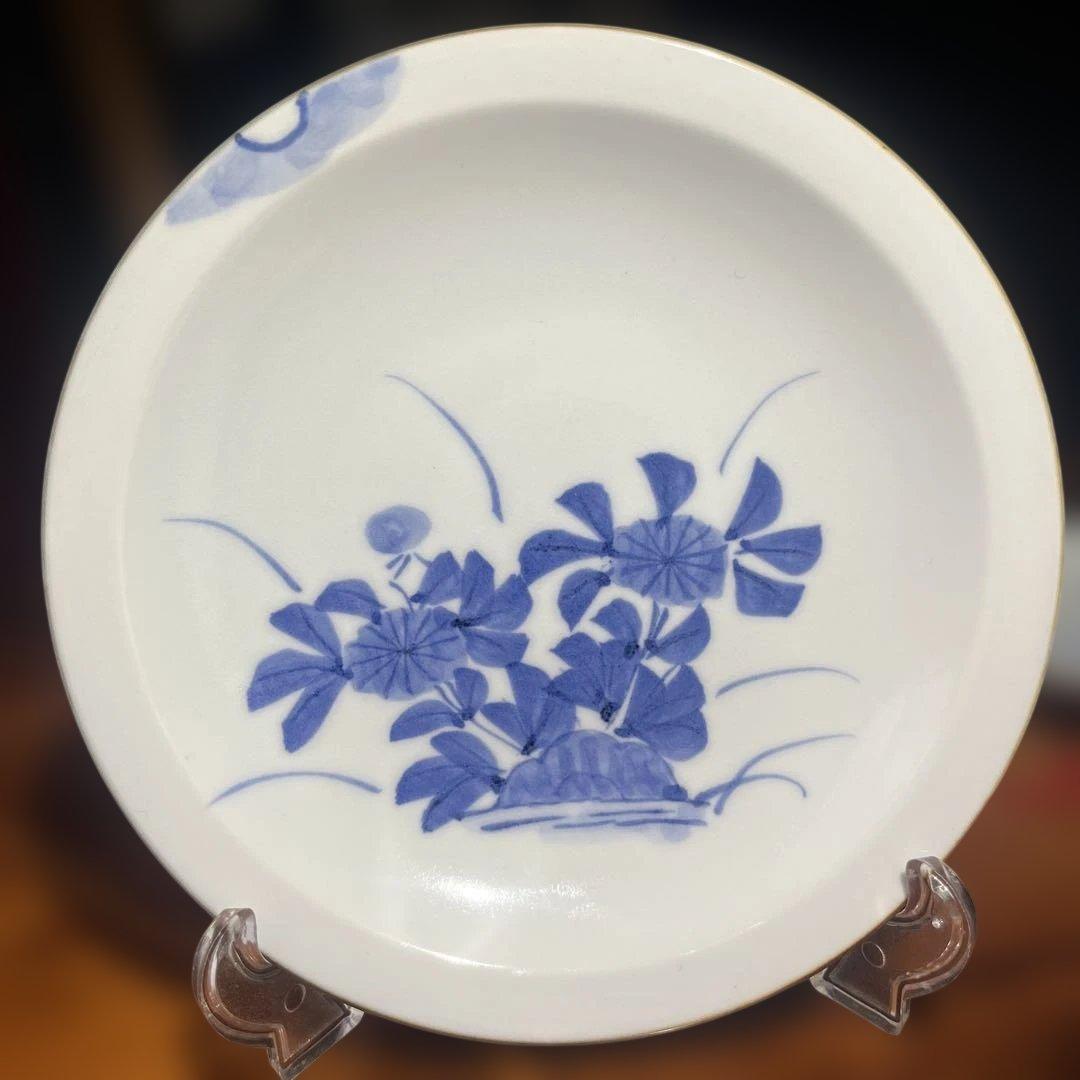 柄違い 小皿 プレート 山水図 菊秋草紋 赤江染錦 等 5枚セット 未使用