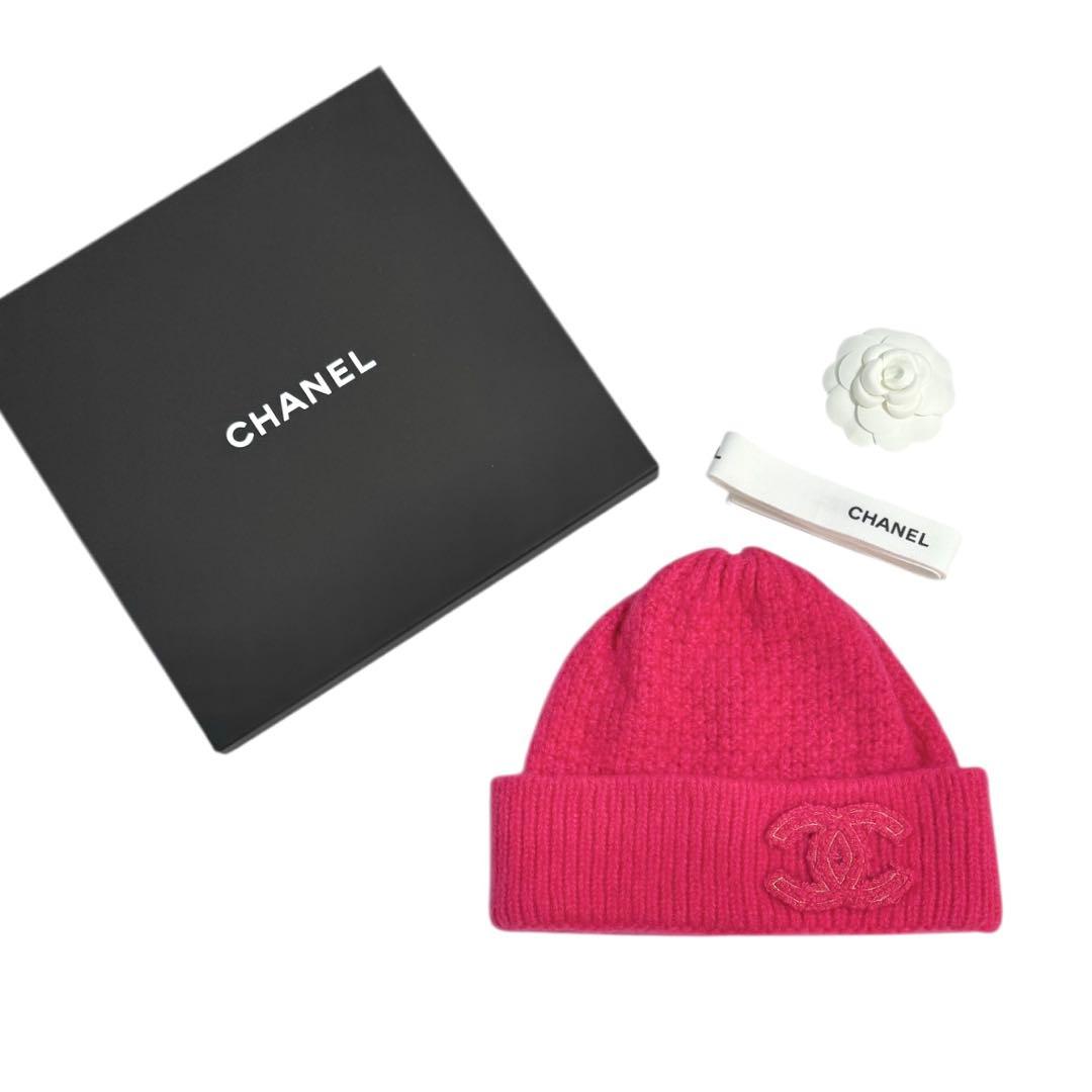 CHANEL ピンク ニット帽 美品 - メルカリ