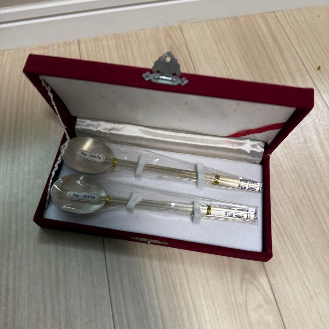 【新品】銀 AG800 94gx2 箸 スプーン カトラリー 中国 韓国