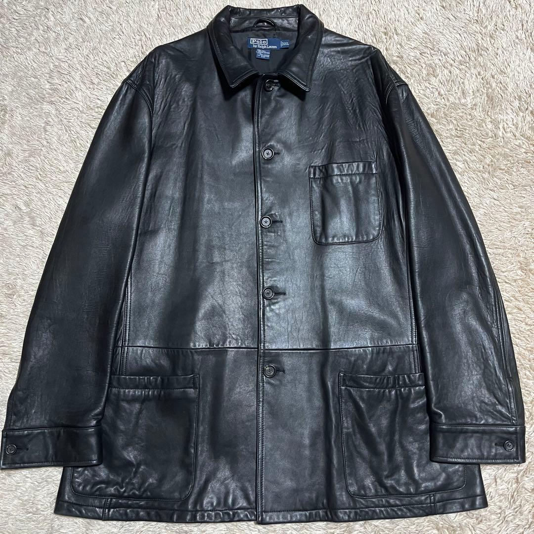 Polo by Ralph Lauren ブラックレザー カーコート XXL