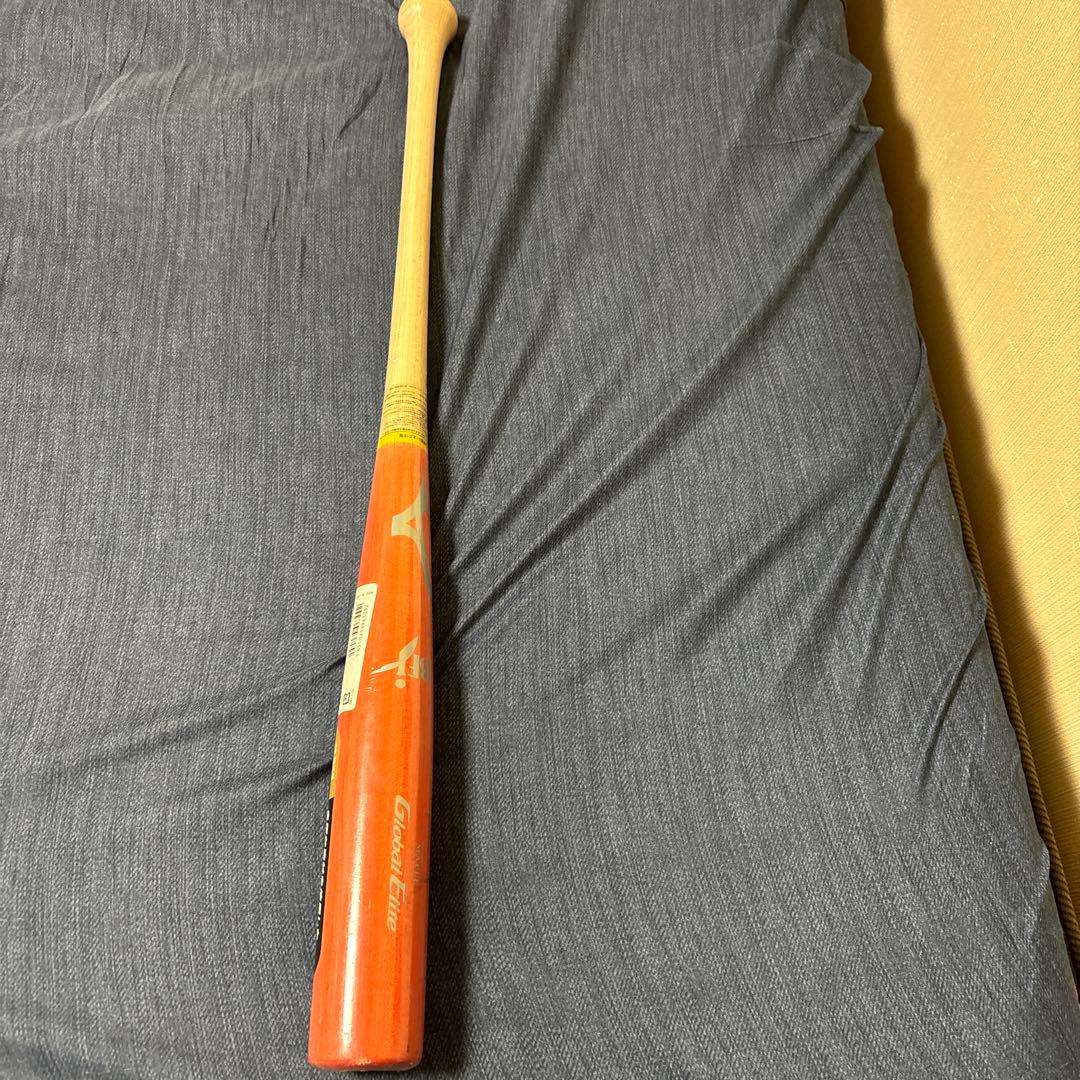 激安出品　ミズノ グローバルエリート84cm 木製バット オレンジ　くり抜き