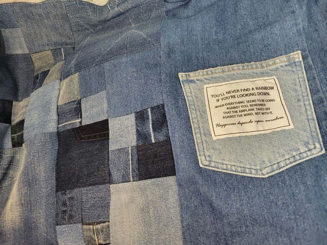 デニムリメイク] パッチワーク ブランケット Sサイズ №11 - メルカリ