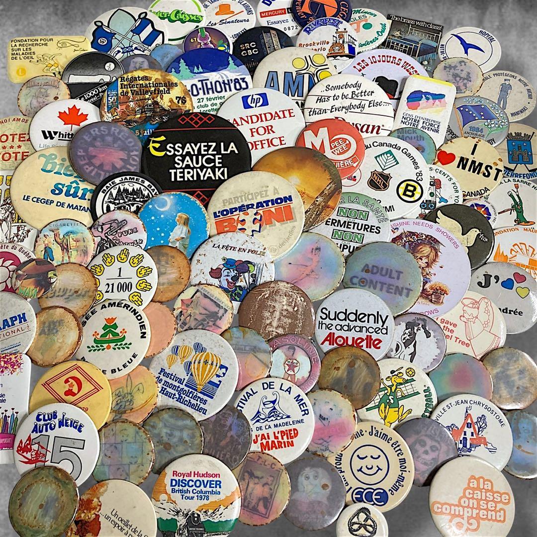 BQVG アメリカン 缶バッジ ビンテージ 100個 セット アメカジ 雑貨