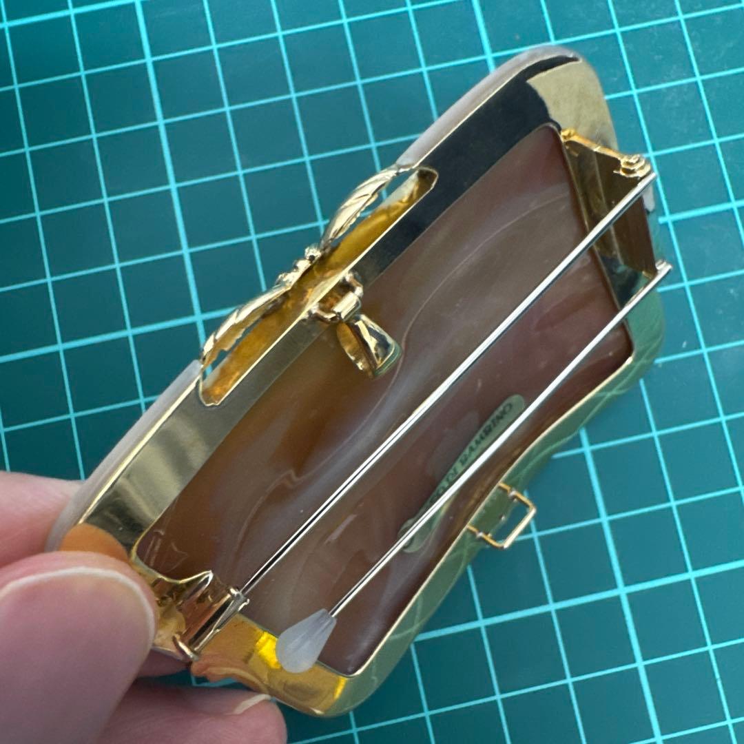 松坂屋 K18 カメオ シェル ダイヤモンド デザイナー作品 ブローチ＆トップ