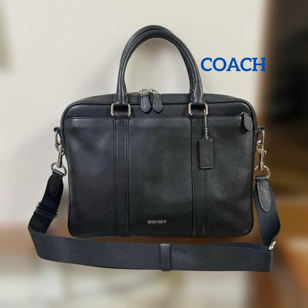 COACH コーチ ビジネスバッグ メンズ 2way 黒 牛革 - メルカリ