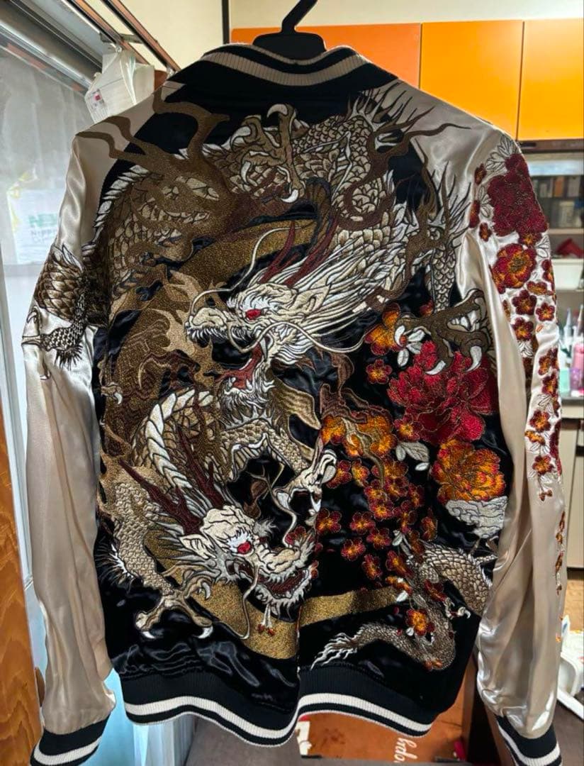 絡繰魂 [カラクリダマシイ] 粋 月光龍群 総刺繍 リバーシブル スカジャン