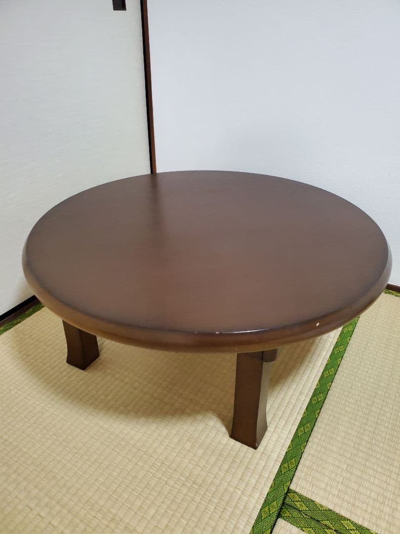 木製 円形座卓 茶色