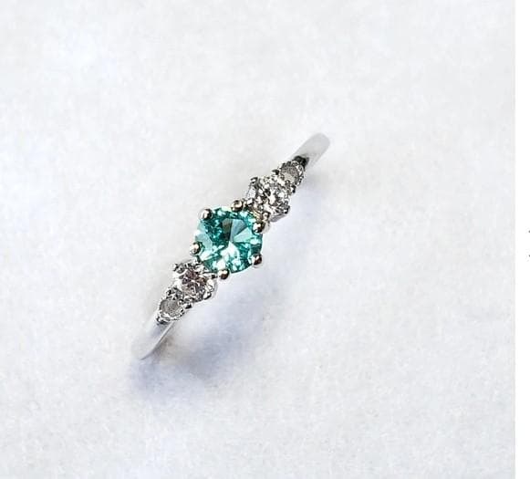 人工パライバトルマリン リング 4mm シルバー ホワイトゴールドコーティング