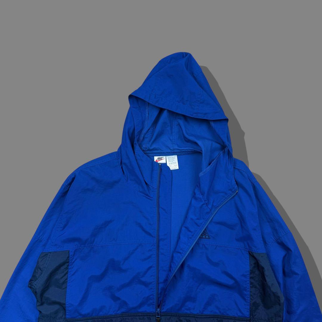 90s NIKE ACG ナイキ ナイロンアノラックパーカー ハーフジップ 青