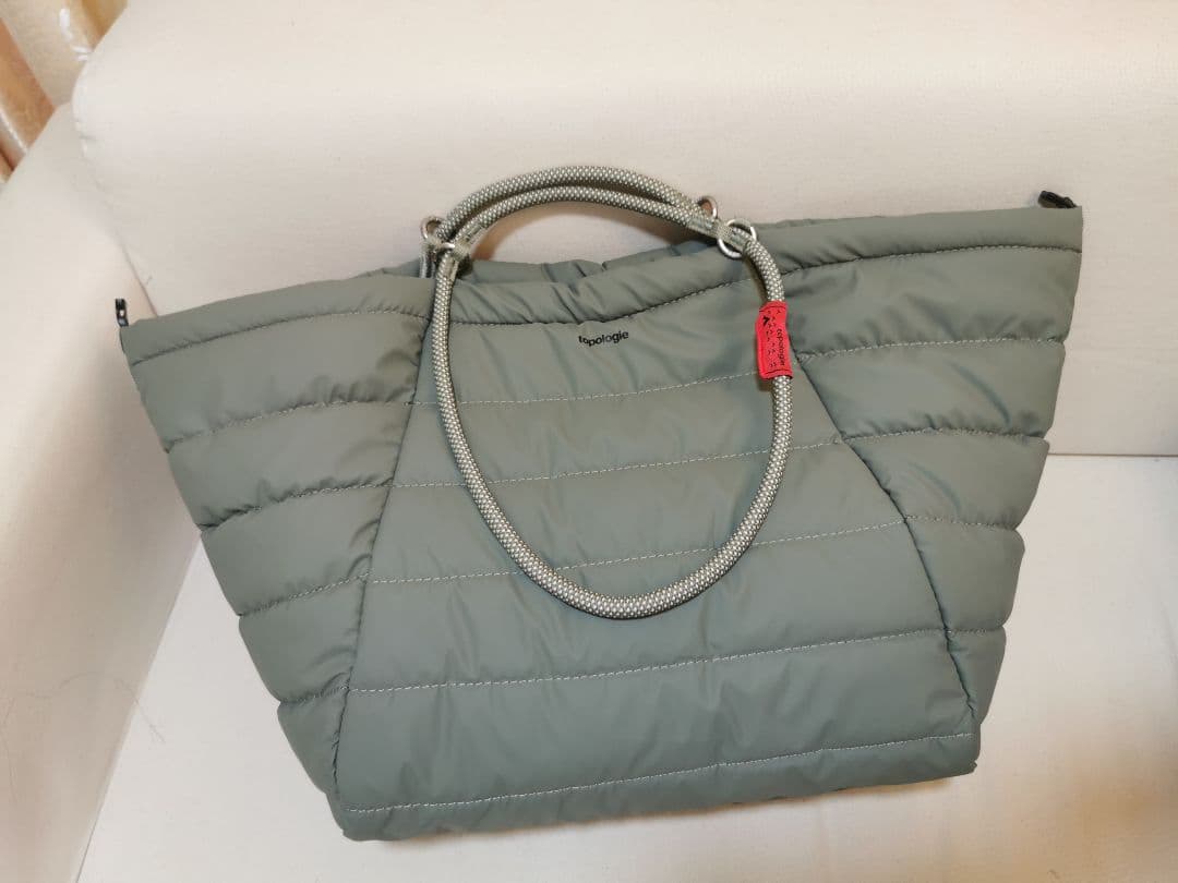 Topologie グレー キルティング トートバッグ大容量折りたたみ