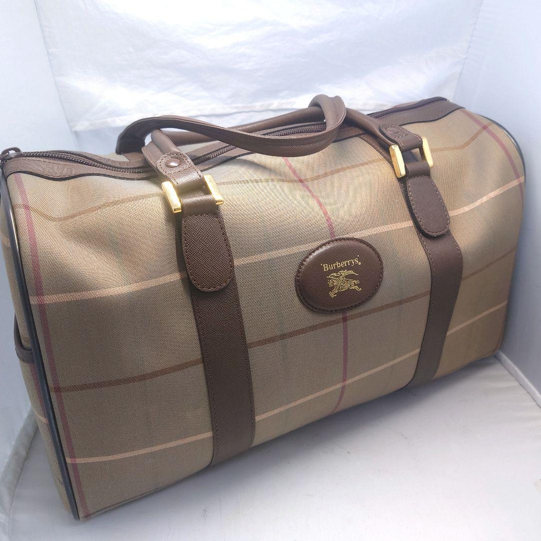 美品　バーバリー　ボストンバッグ　ノバチェック　ホースロゴ　玉虫色　大容量 美品 バーバリー ボストンバッグ ノバチェック ホースロゴ 玉虫色 大