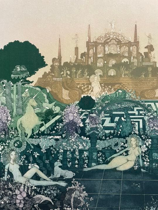 銅版画 : 山下清澄 ヴィラ・アドリアーノ／イタリアの幻想シリーズ