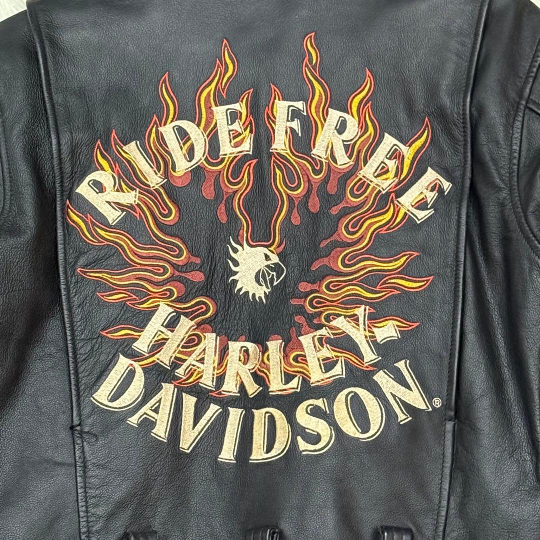 ハーレーダビッドソン シングルライダースジャケット S ファイヤー