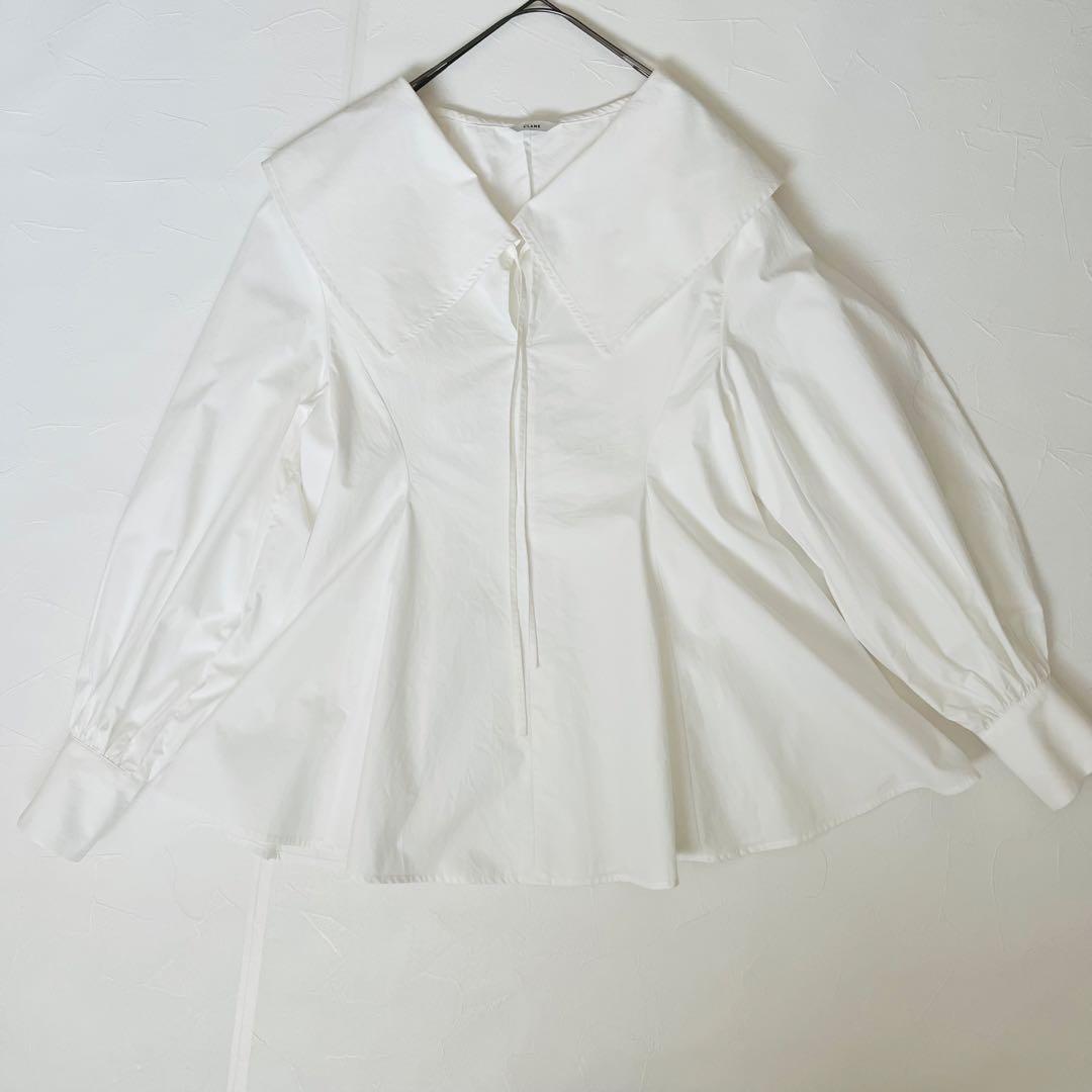 CLANE BIG COLLAR DRAWSTRING BLOUSE 白 2 - メルカリ
