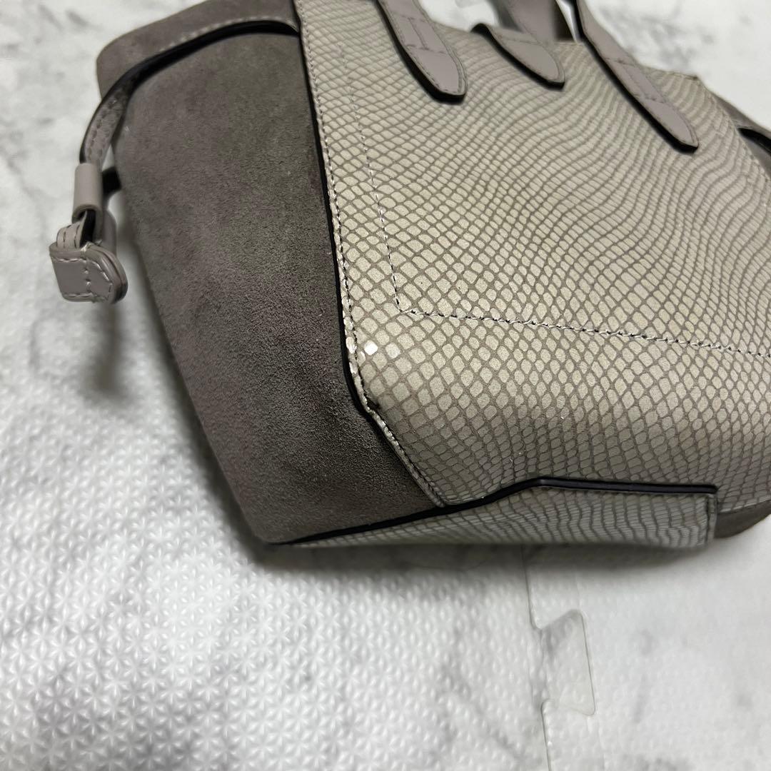 極美品✨フルラ ネット ミニ ハンドバッグ レザー スエード ハート