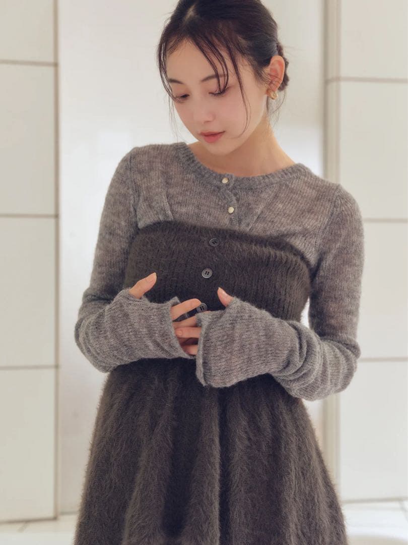 andequal wave design sheer knit グレー - メルカリ