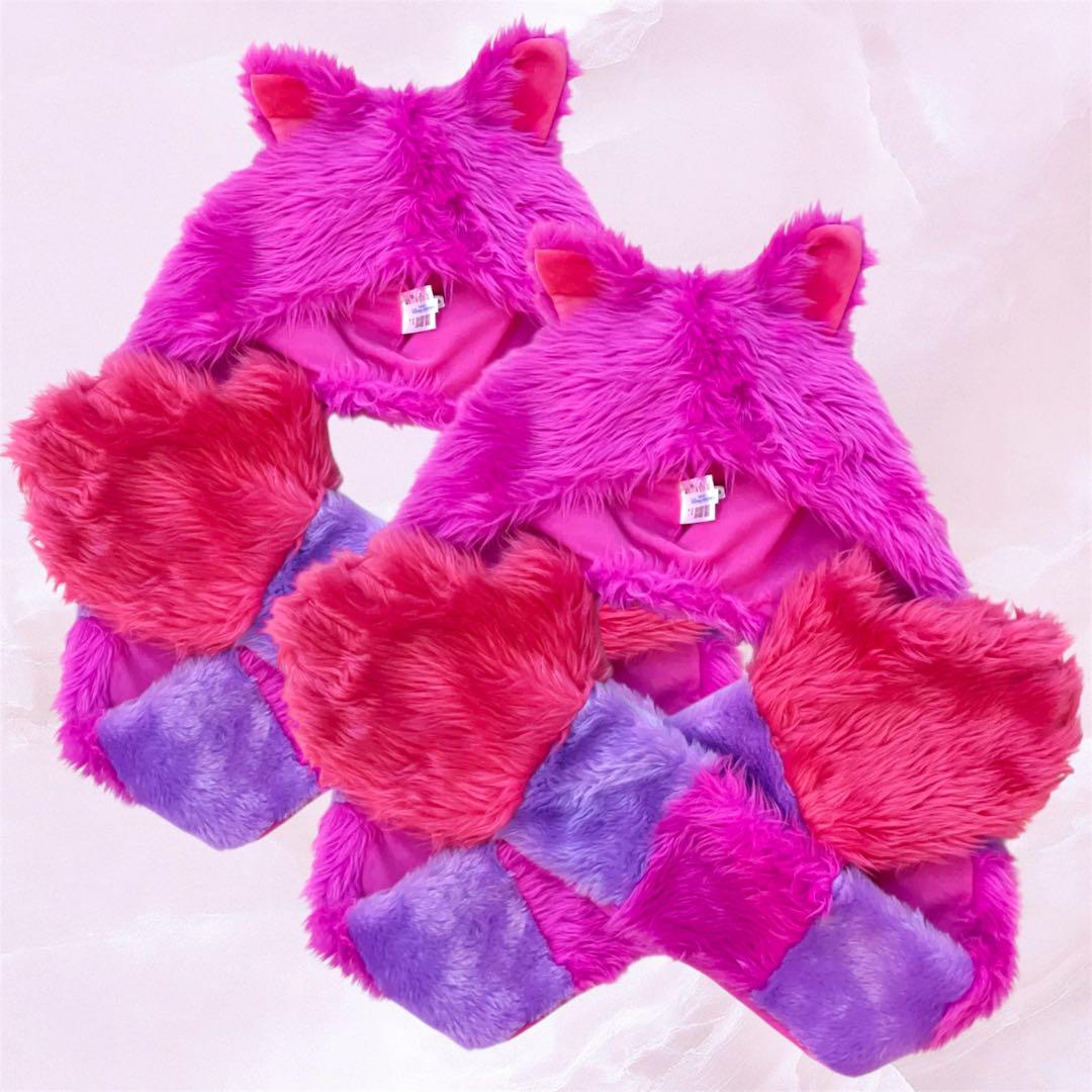 ディズニー　チェシャ猫　ファンキャップ　マフラー　2個セット　ペア　お揃い 2個セット チシャ猫 サリー ファンキャップ マフラー 被り物 TDL TDS