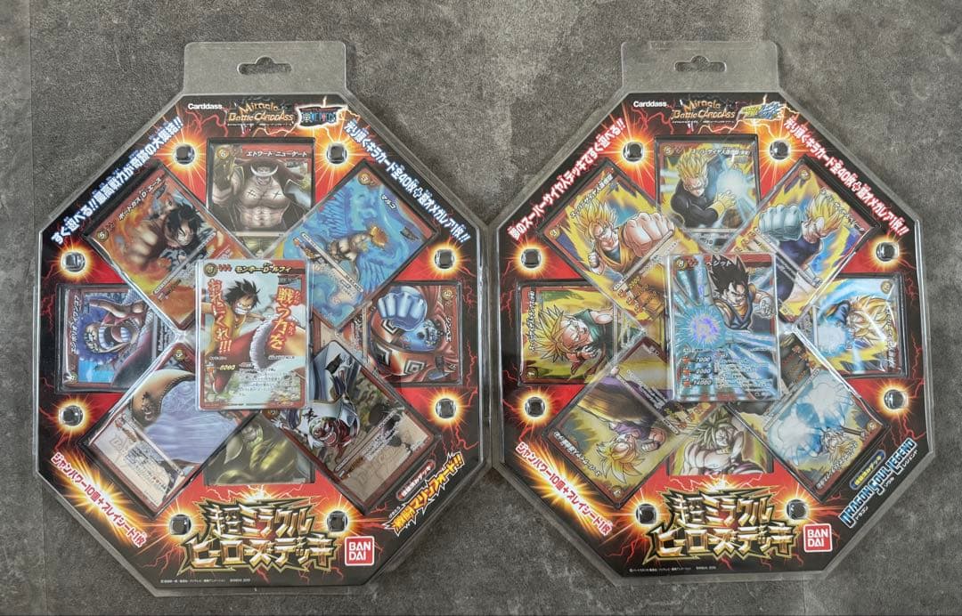 ミラバト　超ミラクルヒーローズデッキ　2種類　新品未開封　美品　絶版　希少品 5179] ミラクルバトルカードダス Jヒーローブースター2弾 筐体台紙