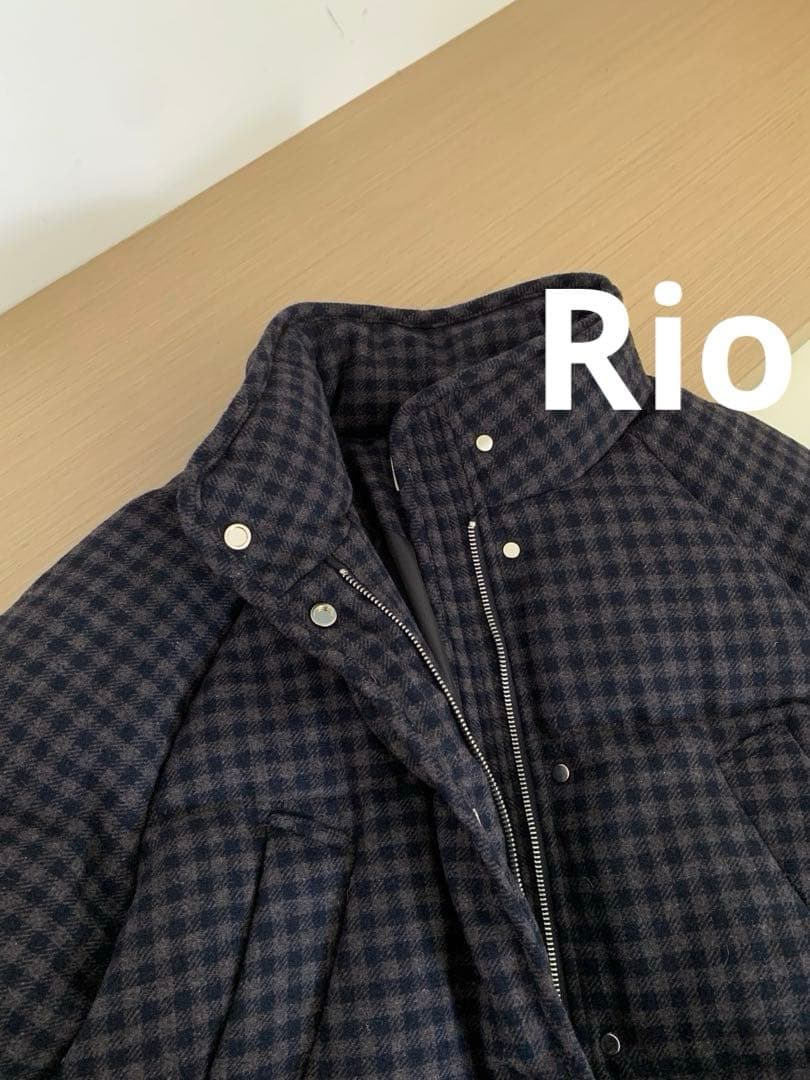 nothing written Cropped チェック柄 ダウンジャケット - メルカリ