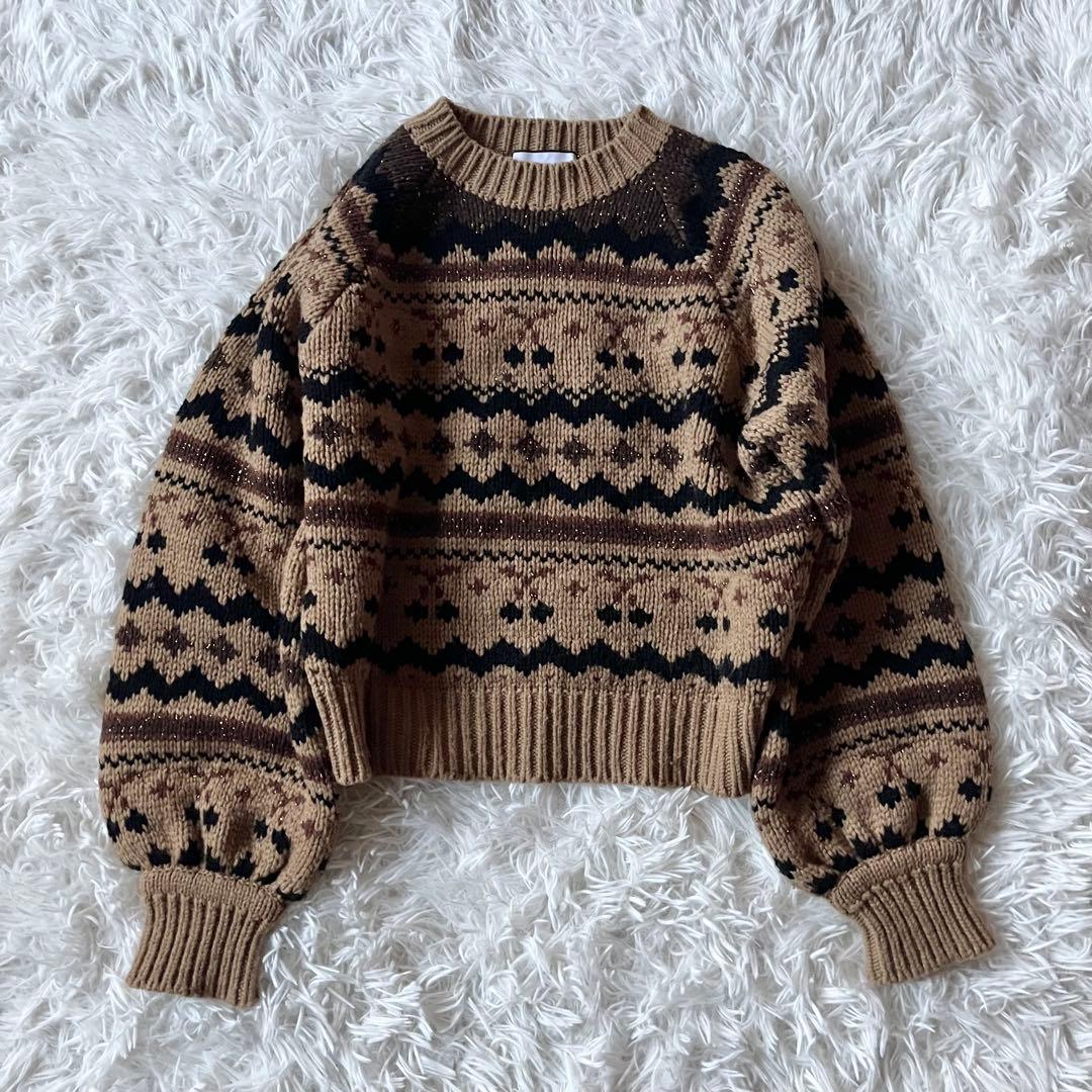 美品✨ セブンテン ミホカワヒト チェリージャガードニット ウールセーター チェリージャガードニット(キャメル) - seventen