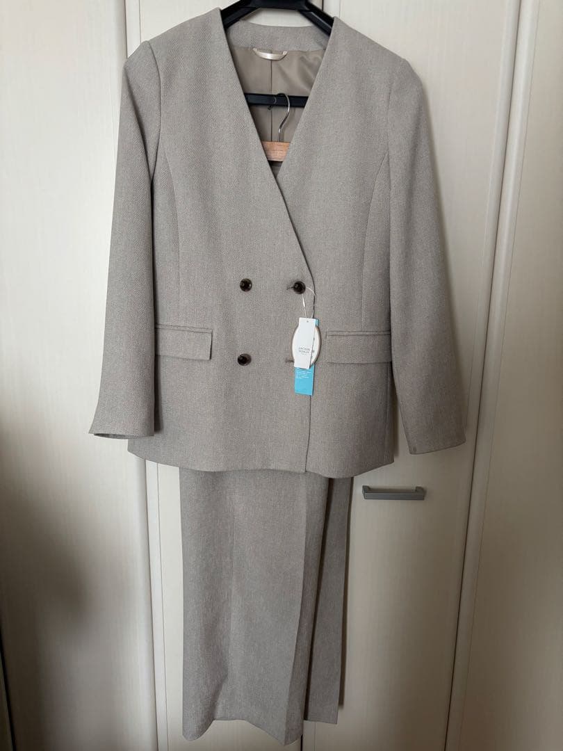 グレー ビジネススーツ　ワイドパンツ　レディース