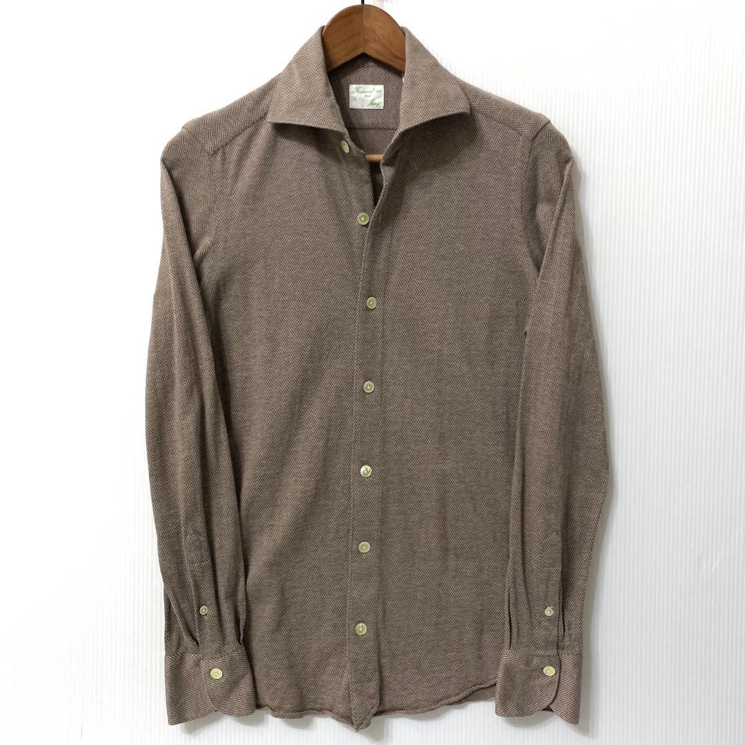 美品 Finamore S イタリア製 定価¥45,000程 ヘリンボン